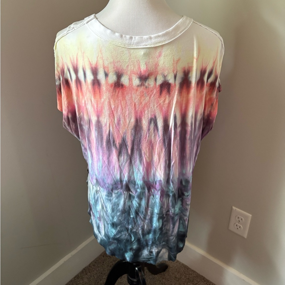 Brightly Twisted Tie-Dye Short Sleeve Rainbow Top - Picture 2 of 4